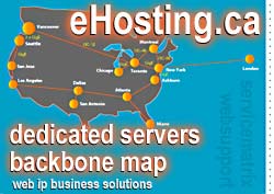 Internet BackBone Map for Dedicated Servers  - ehostingCA business web hosting services solutions from Vancovuer BC - CLICK FOR MORE INFO